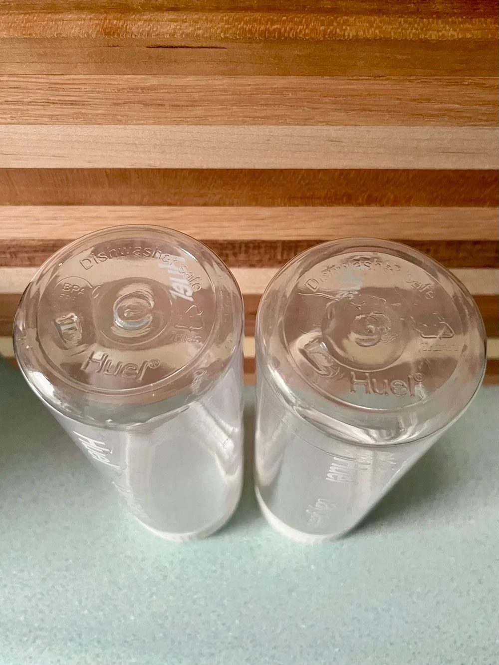 2 Huel Daily Greens Bottles BPA Free Clear with White Lid Dishwasher Safe 13.5oz